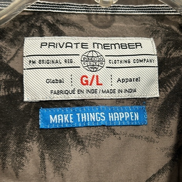 New private member short sleeve button-down shirt island palm tree print large - Picture 2 of 5